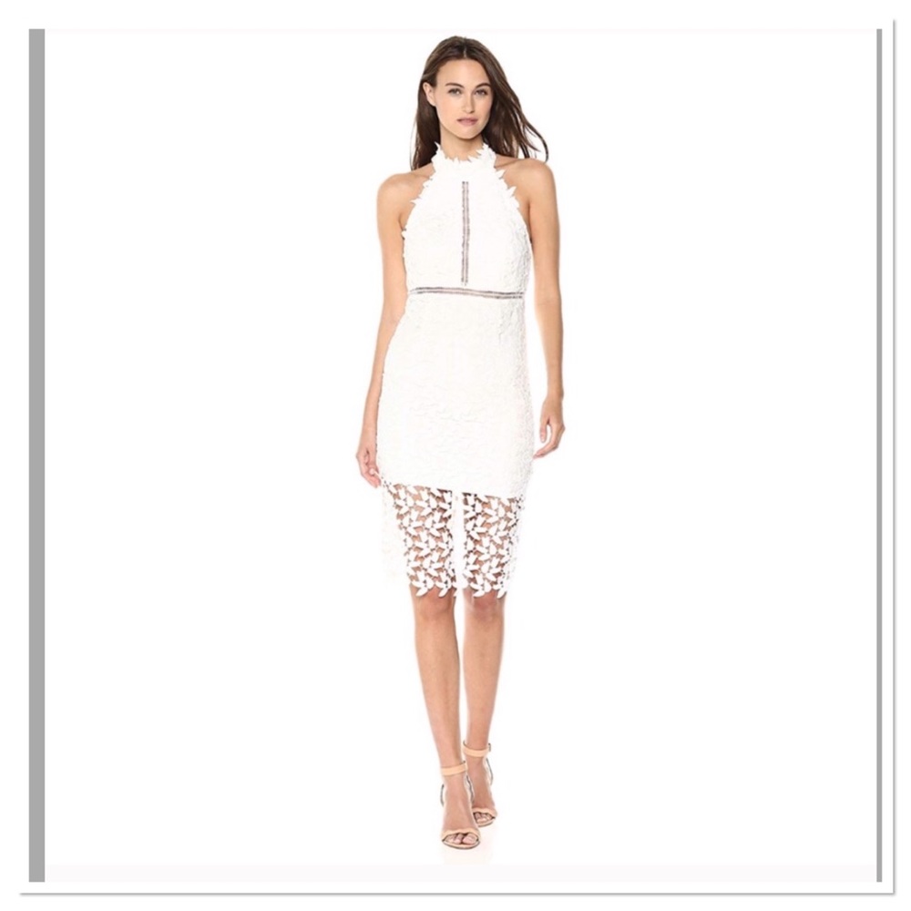 Bardot Gemma Halter Lace overlay Bodycon dress M - Picture 4 of 8